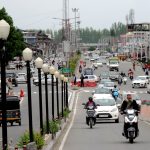 A moderate number of private vehicles and Auto Rickshaws hit the roads in Srinagar